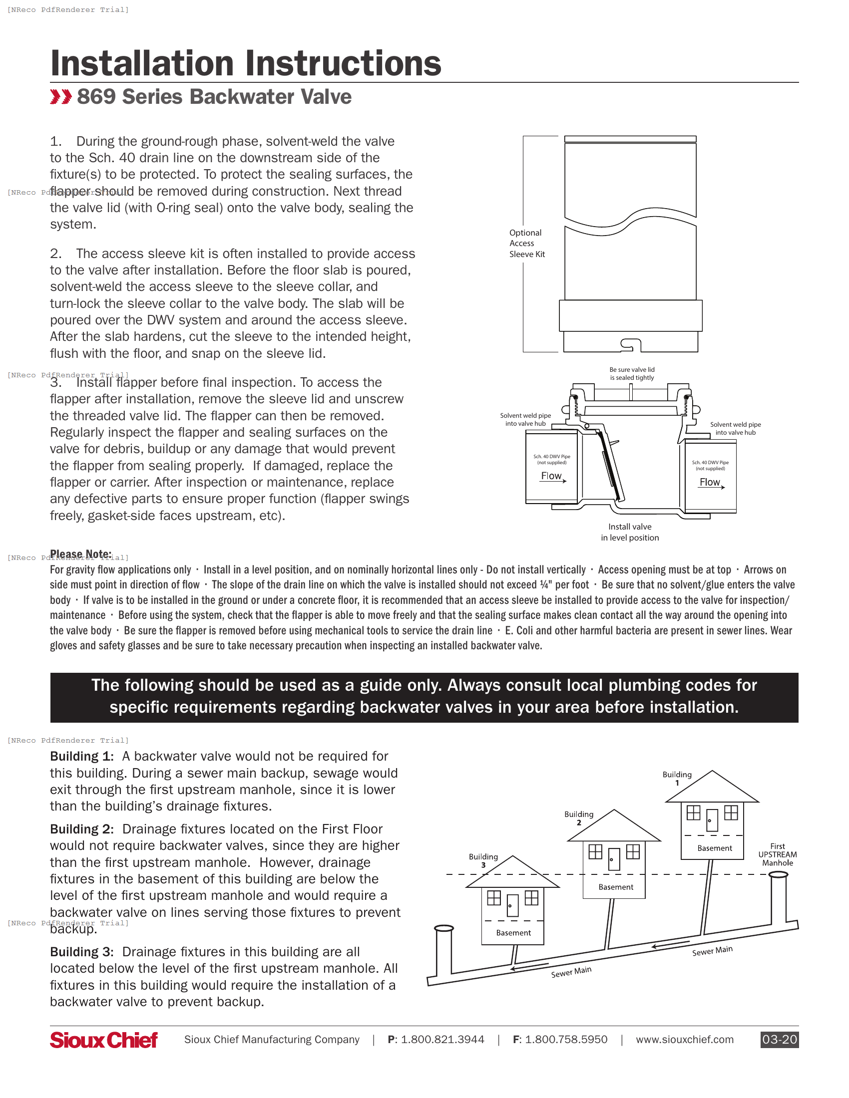869 SERIES - BACKWATER VALVE - INSTRUCTION SHEET.PDF Technical Document